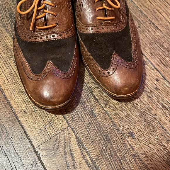 Cole Haan men’s wingtip lace up two tone brown suede and leather size 8 - Picture 2 of 5